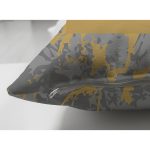 Çift Taraflı Antrasit Zemin Üzerinde Gold Detaylı Çizim Desenli Modern Süet Yastık Kırlent Kılıfı Realhomes