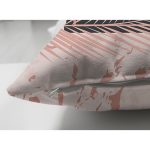 Çift Taraflı Pudra Zemin Üzerinde Yaprak Detaylı Dijital Baskılı Modern Süet Yastık Kırlent Kılıfı Realhomes