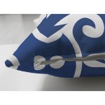 Çift Taraflı Mavi Zemin Üzerinde Çini Desenli Dijital Baskılı Modern Süet Yastık Kırlent Kılıfı Realhomes