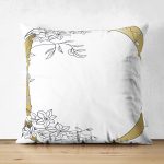 - Suet-K-7217-Gorsel1 - Realhomes Çift Taraflı Beyaz Zemin Üzerinde Gold Detaylı Yaprak Desenli Modern Süet Yastık Kırlent Kılıfı Realhomes