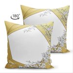 - Suet-K-7219-Gorsel2 - Realhomes Çift Taraflı Gold Zeminli Beyaz Yaprak Desenli Dijital Baskılı Modern Süet Yastık Kırlent Kılıfı Realhomes