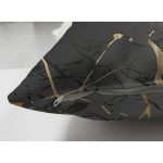 Çift Taraflı Siyah Zeminde Gold Renkli Çizim Desenli Dijital Baskılı Modern Süet Yastık Kılıfı Realhomes