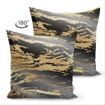 - Suet-K-7225-Gorsel2 - Realhomes Çift Taraflı Siyah Zeminde Gold Renkli Çizim Desenli Dijital Baskılı Modern Süet Yastık Kılıfı Realhomes