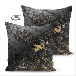 - Suet-K-7226-Gorsel2 - Realhomes Çift Taraflı Siyah Zeminde Gold Renkli Çizim Desenli Dijital Baskılı Modern Süet Yastık Kılıfı Realhomes