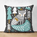 Çift Taraflı Renkli Zeminde Onedraw Çizimli Yılbaşı Temalı Dijital Baskılı Modern Süet Yastık Kılıfı Realhomes