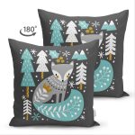 Çift Taraflı Renkli Zeminde Onedraw Çizimli Yılbaşı Temalı Dijital Baskılı Modern Süet Yastık Kılıfı Realhomes