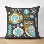 - Suet-K-7242-Gorsel1 - Realhomes Çift Taraflı Renkli Zeminde Kartanesi Ve Yaprak Desenli Dijital Baskılı Modern Süet Kırlent Kılıfı Realhomes