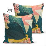 - Suet-K-7248-Gorsel2 - Realhomes Çift Taraflı Renkli Zeminli Koyu Renkli Yapraklar Dijital Baskılı Modern Süet Yastık Kırlent Kılıfı Realhomes