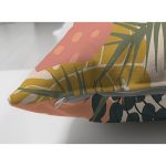 - Suet-K-7251-Gorsel3 - Realhomes  Çift Taraflı Pudra Zeminde Renkli Yaprak Desenli Dijital Baskılı Modern Süet Yastık Kırlent Kılıfı Realhomes