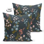 - Suet-K-7252-Gorsel2 - Realhomes Çift Taraflı Siyah Zemin Üzerinde Renkli Çiçek Desenli Süet Yastık Kırlent Kılıfı Realhomes