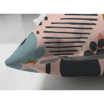 - Suet-K-7253-Gorsel3 - Realhomes Çift Taraflı Pudra Zemin Üzerinde Onedraw Çizimli Yaprak Desenli Süet Yastık Kırlent Kılıfı Realhomes