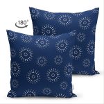Çift Taraflı Lacivert Zeminli Puantiye Desenli Dijital Baskılı Modern Süet Yastık Kırlent Kılıfı Realhomes