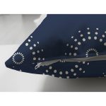 Çift Taraflı Lacivert Zeminli Puantiye Desenli Dijital Baskılı Modern Süet Yastık Kırlent Kılıfı Realhomes