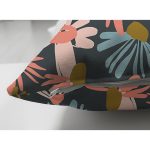 Çift Taraflı Siyah Zemin Üzerinde Renkli Çiçek Desenli Süet Yastık Kırlent Kılıfı Realhomes