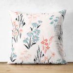 - Suet-K-7263-Gorsel1 - Realhomes Çift Taraflı Beyaz Zeminde Renkli Çiçek Desenli Dijital Baskılı Modern Süet Yastık Kırlent Kılıfı Realhomes