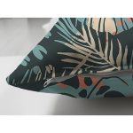 Çift Taraflı Siyah Zeminde Renkli Yaprak Desenli Dijital Baskılı Modern Süet Yastık Kırlent Kılıfı Realhomes