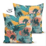 - Suet-K-7265-Gorsel2 - Realhomes Çift Taraflı Renkli Zemin Üzerinde Palmiye Desenli Dijital Baskılı Modern Süet Yastık Kırlent Kılıfı Realhomes