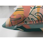 Çift Taraflı Renkli Zemin Üzerinde Onedraw Çizimli Yapraklar Modern Süet Yastık Kırlent Kılıfı Realhomes