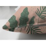 Çift Taraflı Pudra Zemin Üzerinde Yeşil Yapraklı Dijital Baskılı Modern Süet Yastık Kırlent Kılıfı Realhomes