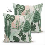- Suet-K-7270-Gorsel2 - Realhomes Çift Taraflı Soft Renkli Zemin Üzerinde Koyu Renkli Yaprak Desenli Süet Yastık Kırlent Kılıfı Realhomes