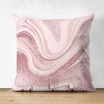 Çift Taraflı Renkli Zemin Üzerinde Kum Motifleri Dijital Baskılı Modern Süet Yastık Kırlent Kılıfı Realhomes