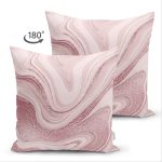 Çift Taraflı Renkli Zemin Üzerinde Kum Motifleri Dijital Baskılı Modern Süet Yastık Kırlent Kılıfı Realhomes