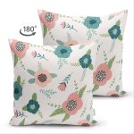 Çift Taraflı Beyaz Zeminli Renkli Soyut Çizim Dijital Baskılı Modern Süet Yastık Kırlent Kılıfı Realhomes