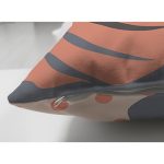 Çift Taraflı Renkli Zemin Üzerinde Onedraw Çizimli Yaprak Motifli Süet Yastık Kırlent Kılıfı Realhomes