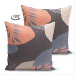 Çift Taraflı Siyah Zemin Üzerinde Renkli Çiçek Desenli Süet Yastık Kırlent Kılıfı Realhomes