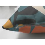 Çift Taraflı Renkli Zemin Üzerinde Onedraw Çizimli Yaprak Motifli Süet Yastık Kırlent Kılıfı Realhomes