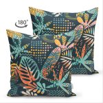 - Suet-K-7297-Gorsel2 - Realhomes Çift Taraflı Siyah Zemin Üzerinde Onedraw Çizimli Yaprak Motifli Süet Yastık Kırlent Kılıfı Realhomes