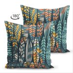 Çift Taraflı Siyah Zemin Üzerinde Yaprak Desenli Dijital Baskılı Modern Süet Yastık Kırlent Kılıfı Realhomes