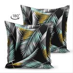 - Suet-K-7303-Gorsel2 - Realhomes Çift Taraflı Siyah Zemin Üzerinde Yaprak Desenli Dijital Baskılı Modern Süet Yastık Kırlent Kılıfı Realhomes
