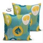 - Suet-K-7304-Gorsel2 - Realhomes Çift Taraflı Renkli Zemin Üzerinde Yaprak Motifli Dijital Baskılı Modern Süet Yastık Kırlent Kılıfı Realhomes