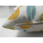 Çift Taraflı Renkli Zemin Üzerinde Yaprak Motifli Dijital Baskılı Modern Süet Yastık Kırlent Kılıfı Realhomes