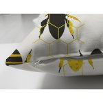 Çift Taraflı Beyaz Zemin Üzerinde Arı Motifli Dijital Baskılı Modern Süet Yastık Kırlent Kılıfı Realhomes