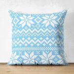 Çift Taraflı Mavi Zemin Üzerinde Kartanesi Motifli Dijital Baskılı Modern Süet Yastık Kırlent Kılıfı Realhomes