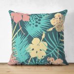 Çift Taraflı Siyah Zemin Üzerinde Renkli Çiçek Desenli Süet Yastık Kırlent Kılıfı Realhomes