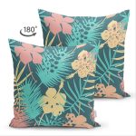 Çift Taraflı Siyah Zemin Üzerinde Renkli Çiçek Desenli Süet Yastık Kırlent Kılıfı Realhomes