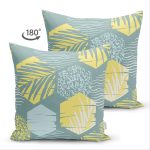 - Suet-K-7327-Gorsel2 - Realhomes Çift Taraflı Renkli Zemin Üzerinde Onedraw Çizimli Yaprak Motifli Süet Yastık Kırlent Kılıfı Realhomes