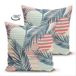 - Suet-K-7328-Gorsel2 - Realhomes Çift Taraflı Renkli Zemin Üzerinde Onedraw Çizimli Yaprak Motifli Süet Yastık Kırlent Kılıfı Realhomes