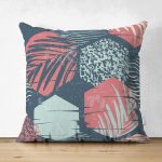 - Suet-K-7331-Gorsel1 - Realhomes Çift Taraflı Renkli Zemin Üzerinde Yaprak Motifli Dijital Baskılı Modern Süet Yastık Kırlent Kılıfı Realhomes