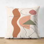 Çift Taraflı Hardal Zeminli Renkli Çizgi Desenli Dijital Baskılı Modern Süet Yastık Kırlent Kılıfı Realhomes