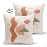 Çift Taraflı Hardal Zeminli Renkli Çizgi Desenli Dijital Baskılı Modern Süet Yastık Kırlent Kılıfı Realhomes