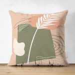 - Suet-K-7333-Gorsel1 - Realhomes Çift Taraflı Renkli Zemin Üzerinde Yaprak Motifli Dijital Baskılı Modern Süet Yastık Kırlent Kılıfı Realhomes