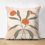 Çift Taraflı Soft Renkli Onedraw Çizimli Çiçek Desenli Süet Yastık Kırlent Kılıfı Realhomes