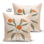 Çift Taraflı Soft Renkli Onedraw Çizimli Çiçek Desenli Süet Yastık Kırlent Kılıfı Realhomes