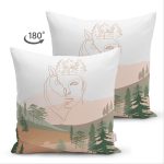 - Suet-K-7336-Gorsel2 - Realhomes Çift Taraflı Soft Zeminde Onedraw Çizimli Bayan Silüeti Dijital Baskılı Modern Süet Kırlent Kılıfı Realhomes