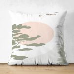 - Suet-K-7339-Gorsel1 - Realhomes Çift Taraflı Beyaz Zeminde Orman Desenli Dijital Baskılı Modern Süet Yastık Kırlent Kılıfı Realhomes