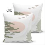 - Suet-K-7339-Gorsel2 - Realhomes Çift Taraflı Beyaz Zeminde Orman Desenli Dijital Baskılı Modern Süet Yastık Kırlent Kılıfı Realhomes